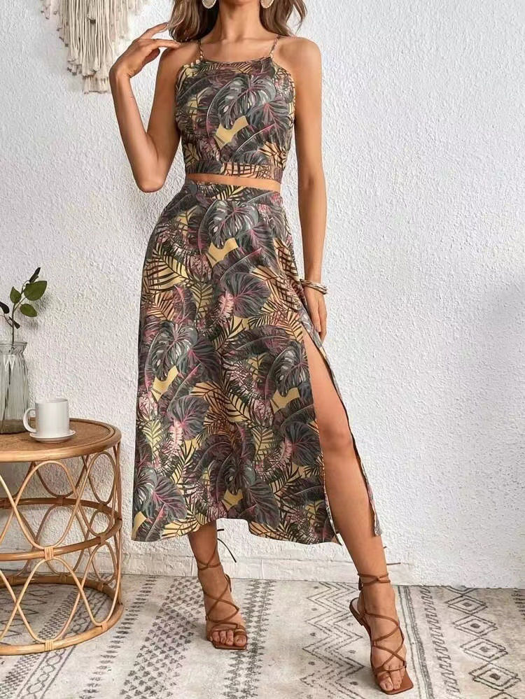 Thumbnail: Womens Sleeveless Back Lace Crop Top with Hanging Straps for Summer
