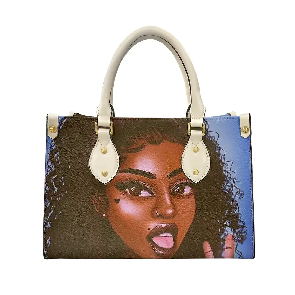Thumbnail: African Art Printed PU Leather Handbag for Women