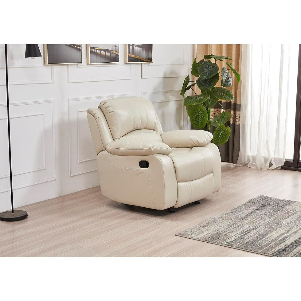Thumbnail: Black Bonded Leather Recliner Sofa Set with Footrest