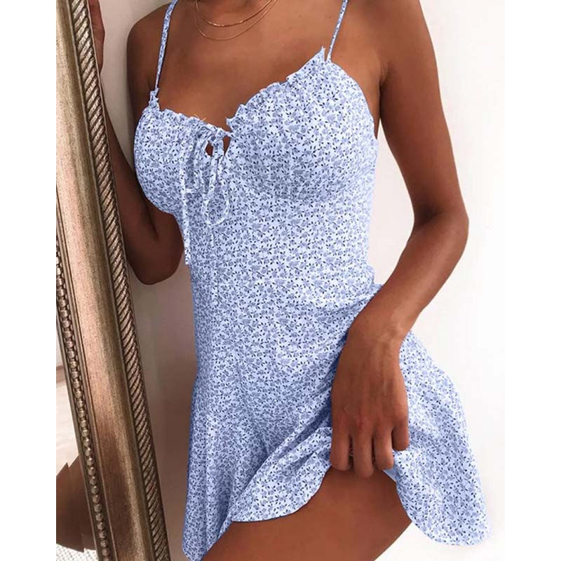 Thumbnail: Floral Print Mini Strapless Backless Dress