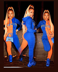 Thumbnail: porty Bodycon Jogging Set Hoodie T-Shirt and Drawstring Stacked Pants  Outfit