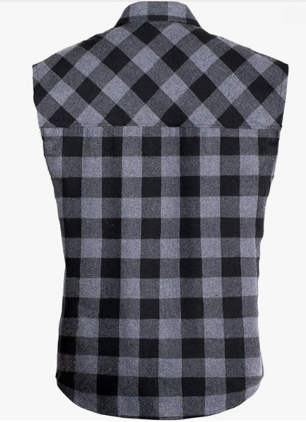 Thumbnail: Men’s Sleeveless Plaid Shirt – Short Sleeve, Polyester