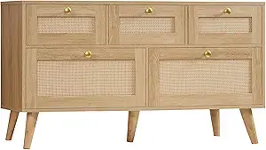 Boho 7-Drawer Rattan Bedroom Dresser with Stylish Storage and Chic Design