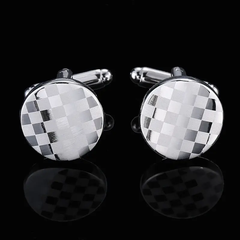 Thumbnail: Men’s High-Quality Brass Laser Engraved Cufflinks for Business Suits