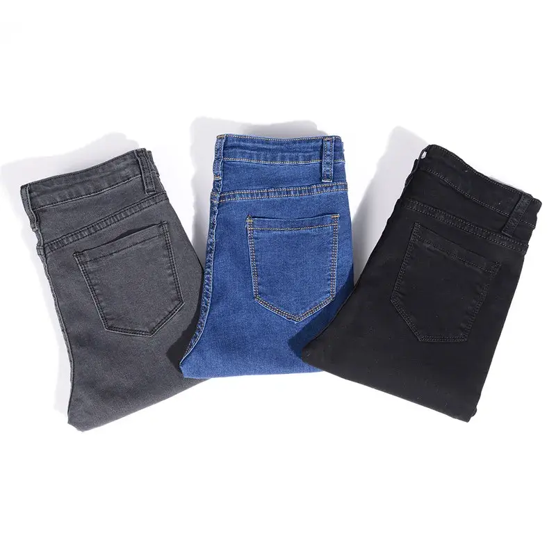 Thumbnail: Stretch Mom Jeans Washed Skinny Pencil Denim Pants Women Blue Grey Black