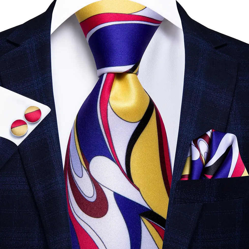 Thumbnail: Mens Silk Tie Set with Pocket Square and Cufflinks in 40 Fashion Styles