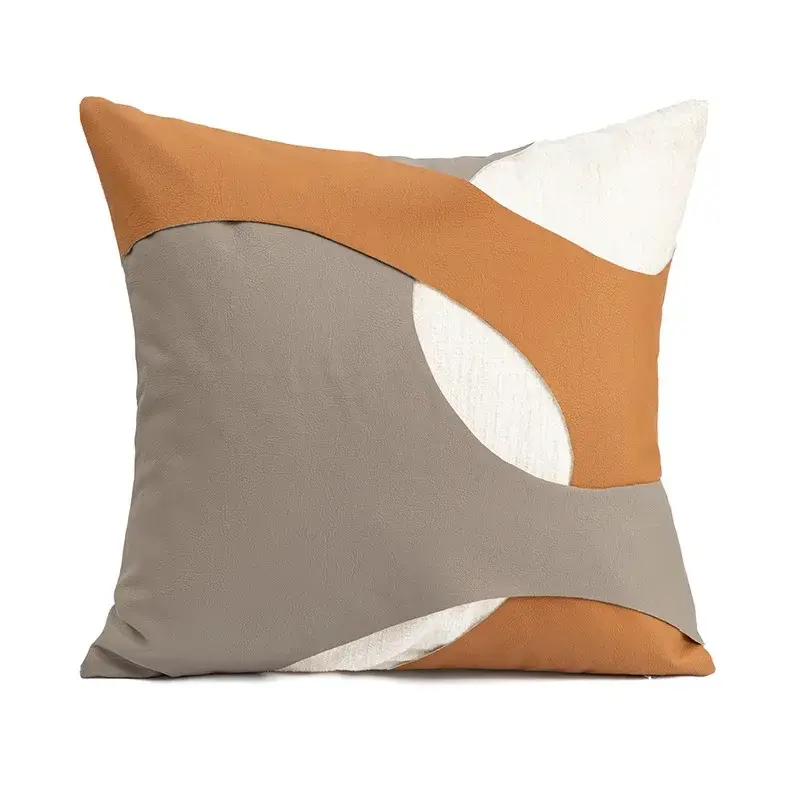 Thumbnail: Brown Patchwork Throw Pillow Cover 30x50/45x45CM Modern Minimalist