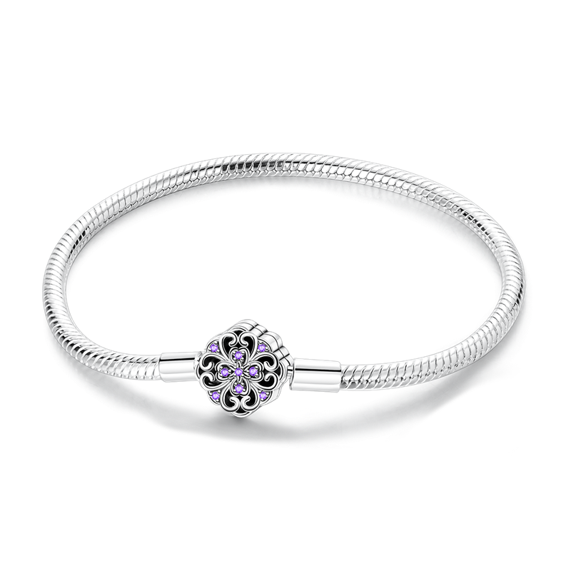 Thumbnail: Elegant Silver Bracelet with Heart Shell Butterfly Footprint Adjustable