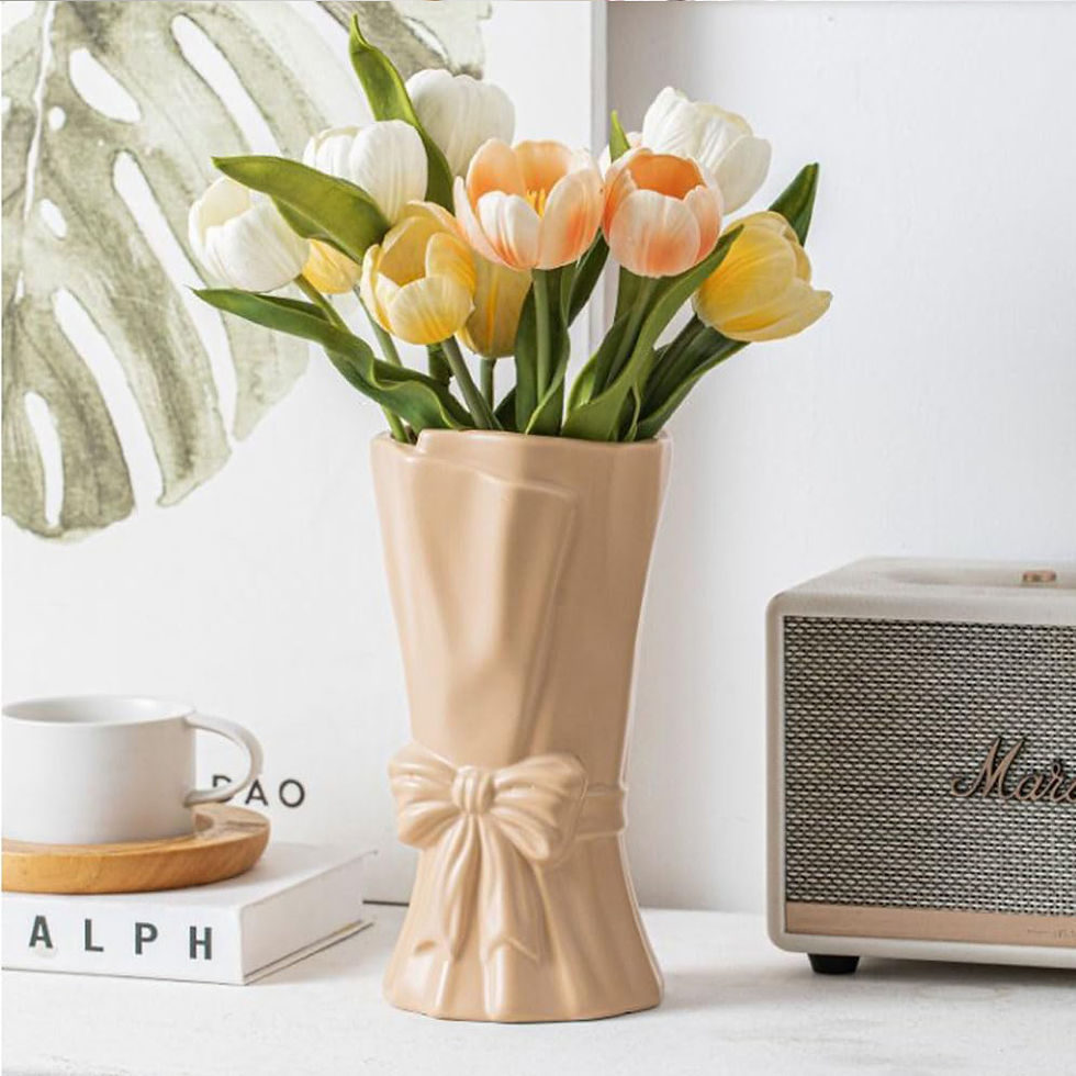 Thumbnail: Ceramic Flower Vase with Bow Donut Shape