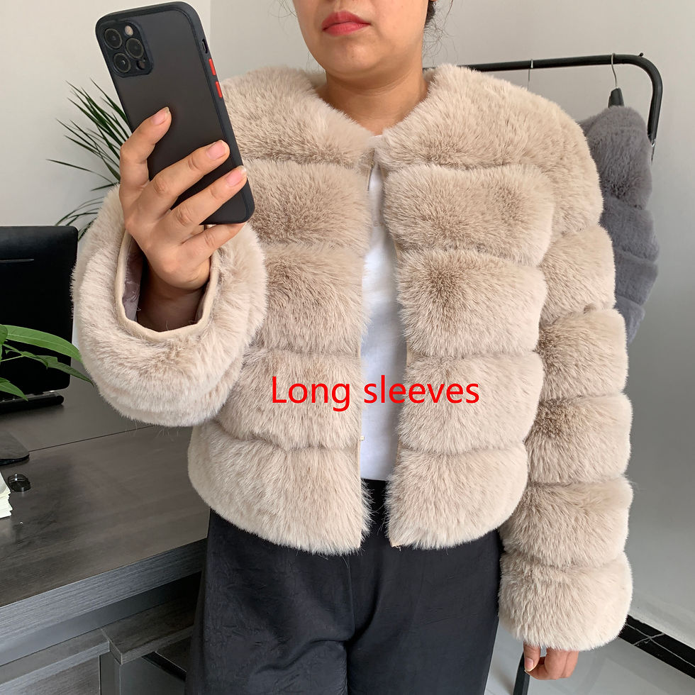 Thumbnail: Women’s Short Faux Fox Fur Coat with O‑Neck and Covered Buttons