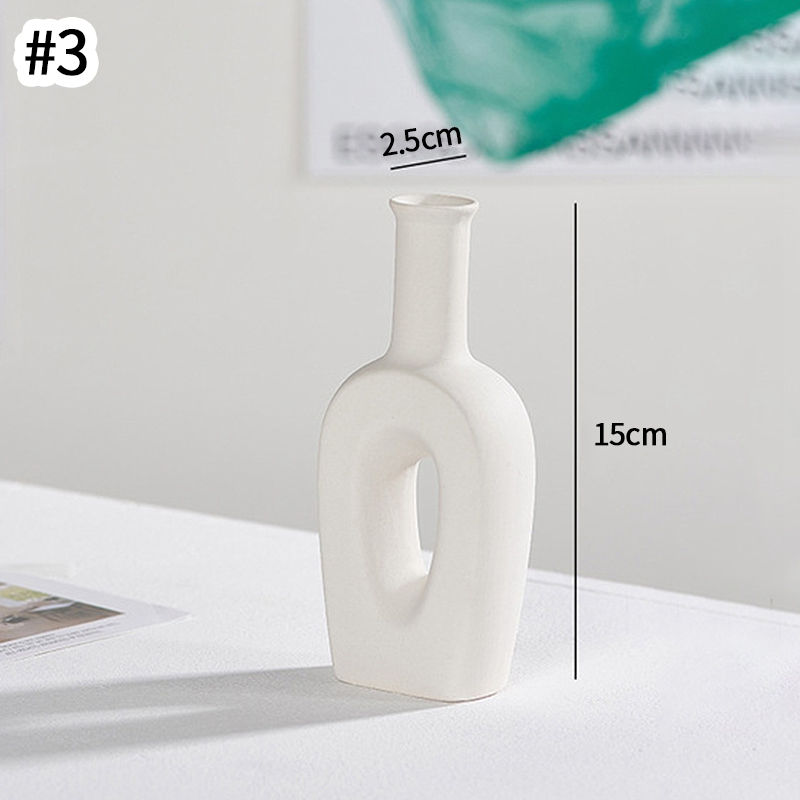 Thumbnail: White Ceramic Nordic Vase – Tabletop Decorative Flower Pot for Home