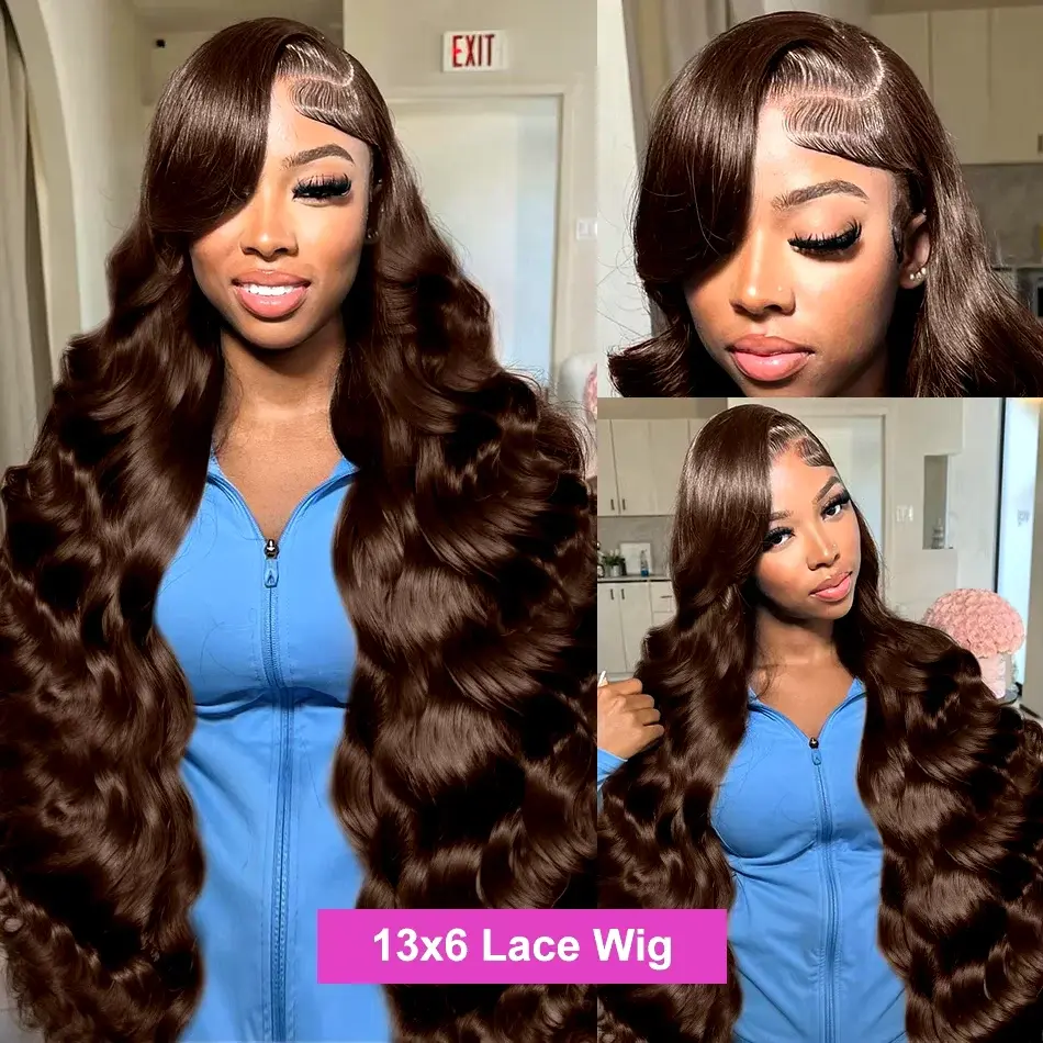 Thumbnail: Chocolate Brown Body Wave Wig Paired With HD Lace Frontal 13*4/13*6