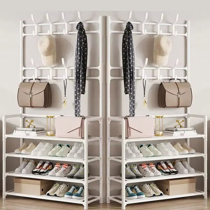 Thumbnail: Clothes Hanger Multi-Layer Shoe Rack With Hooks