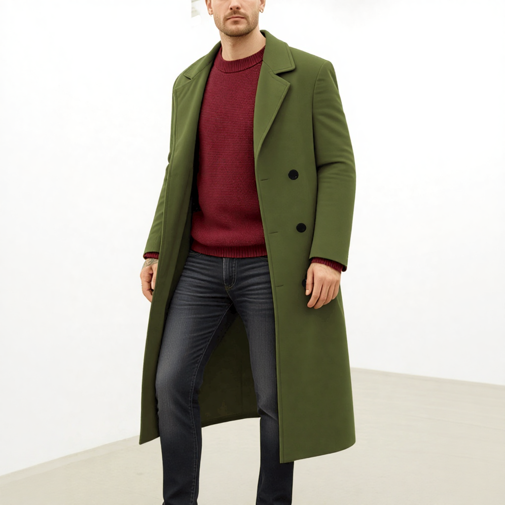 Men’s Thickened Double‑Breasted Winter Trench Coat