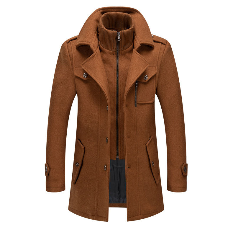 Thumbnail: Mens Wool Blend Double Collar Coat for Autumn Winter Fashion