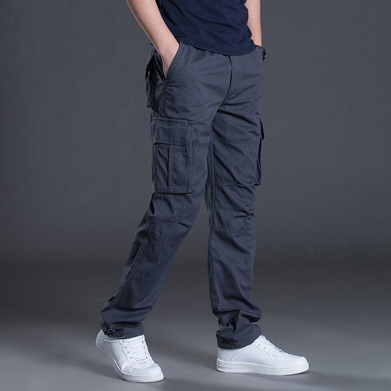 Thumbnail: Men’s Cotton Cargo Pants – Multi-Pocket, Straight Leg, Casual Outdoor Fit