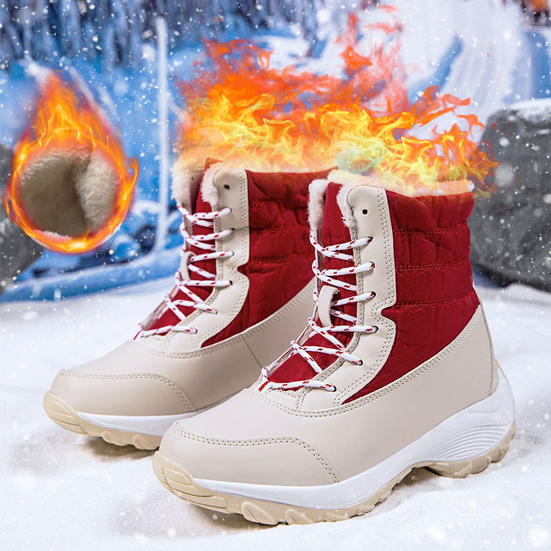 Thumbnail: Womens Waterproof Lace Up Snow Boots with Warm Lining for Winter Outdoor Wear