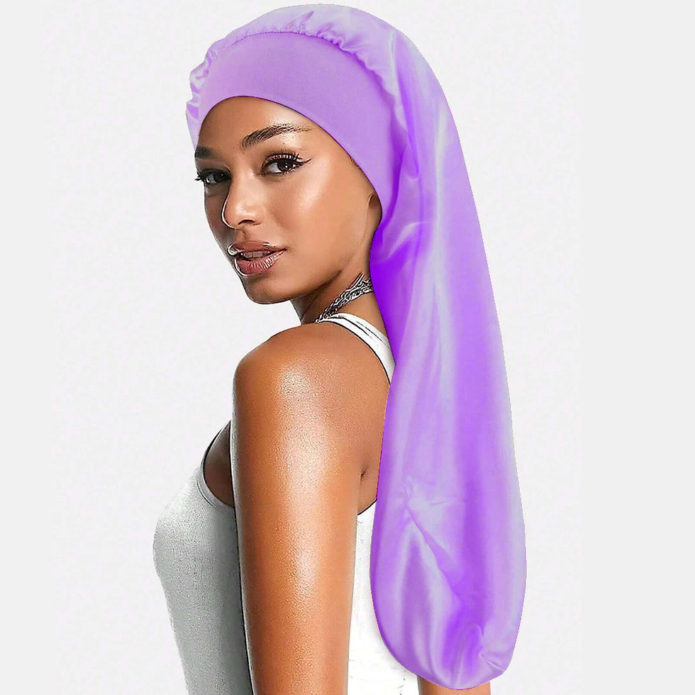 Thumbnail: Soft Satin Sleep & Shower Cap – Elastic Hair Wrap in 16 Colors
