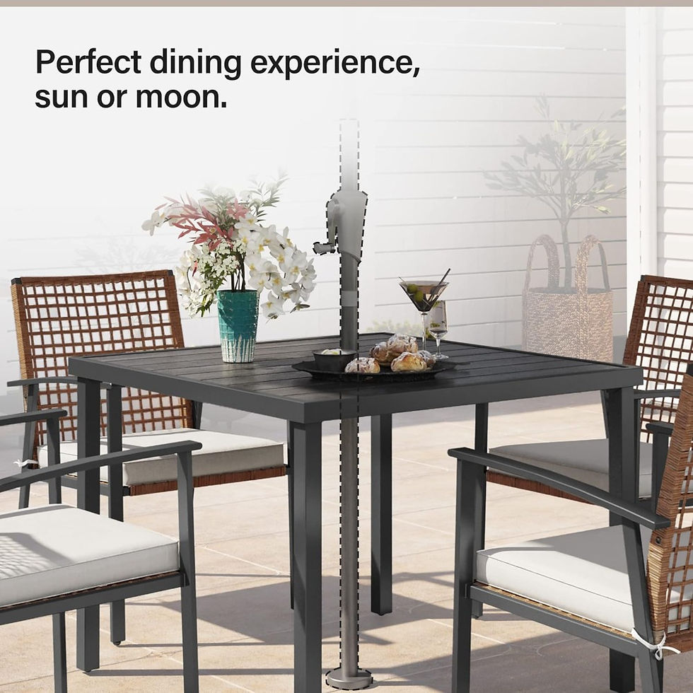 Thumbnail: 5-Piece Outdoor Patio Dining Set – Bamboo Wicker Table & 4 Chairs for Garden