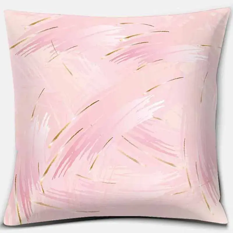 Thumbnail: Pink Printed Square Pillowcase for Home, Sofa & Car