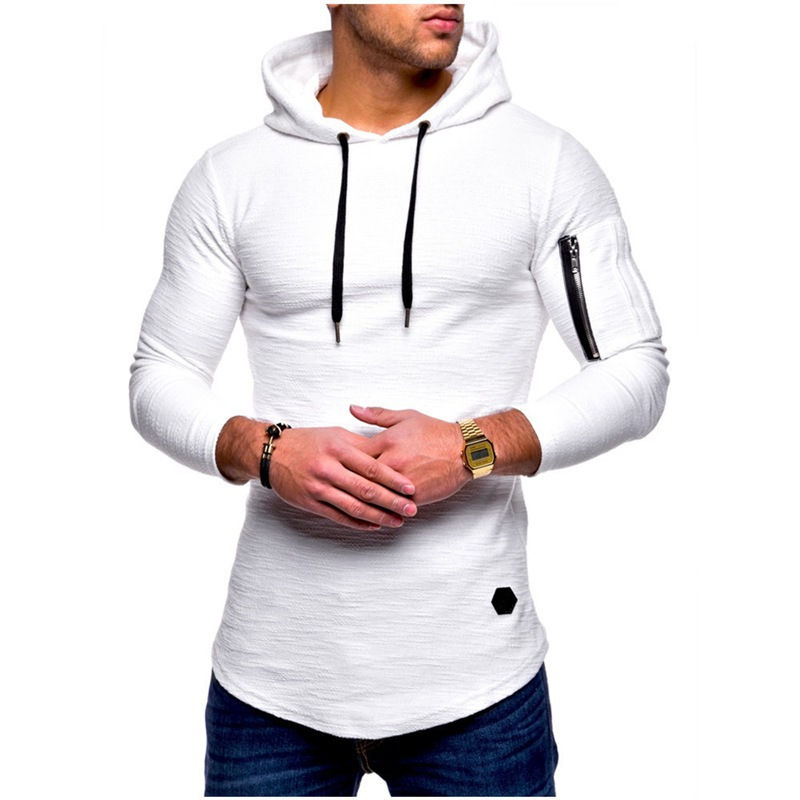 Thumbnail: Customizable Pullover Hoodie Slim Fit Muscle Sweatshirt Zipper Pocket
