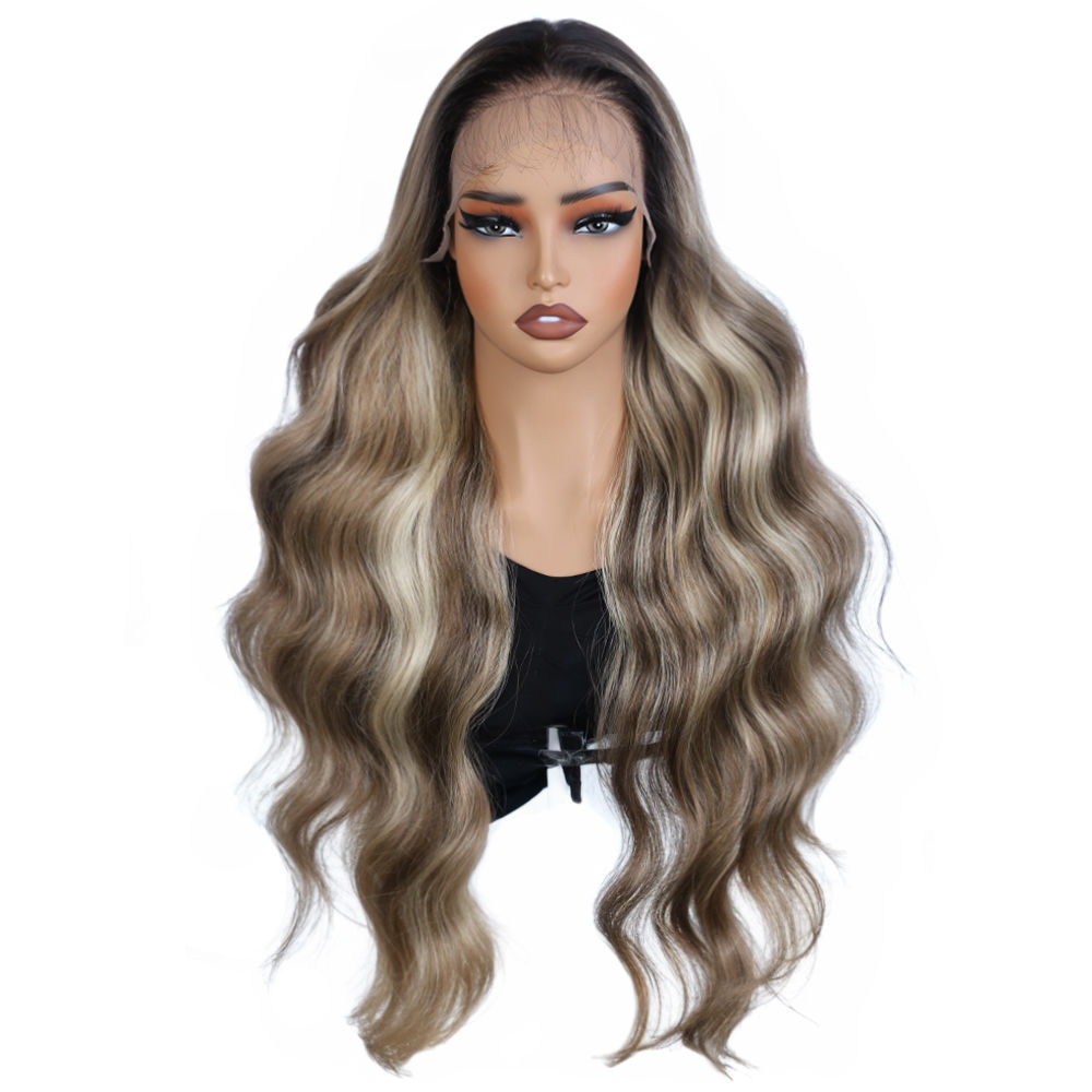 Synthetic Water Wave Wig with Baby Hair for Women Heat Resistant