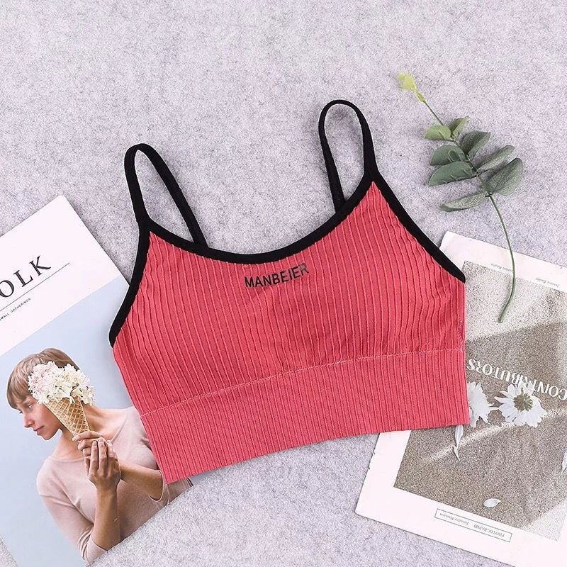 Thumbnail: Women’s Cotton Sports Bra – Seamless Gym Crop Top with Wide Straps