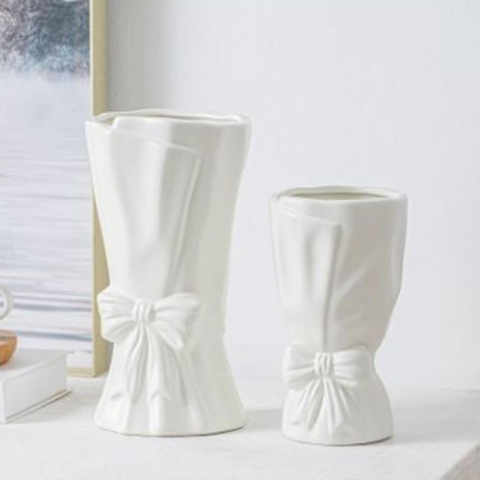 Thumbnail: Ceramic Flower Vase with Bow Donut Shape