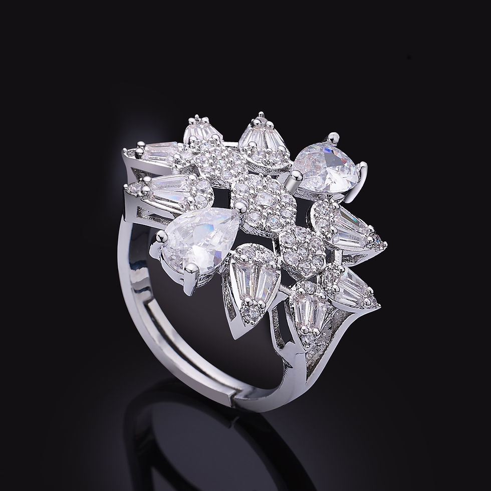 Thumbnail: 4 Piece Cubic Zirconia Jewelry Set for Women Necklace Earrings Bracelet