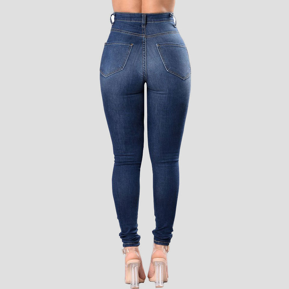 Thumbnail: Women's High Waist Ripped Skinny Jeans – Stretch Denim, Autumn Style