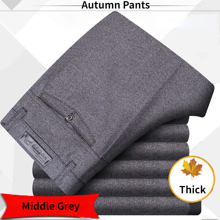 Thumbnail: Men's High Waist Suit Pants – Lightweight Smart Casual Straight Trousers