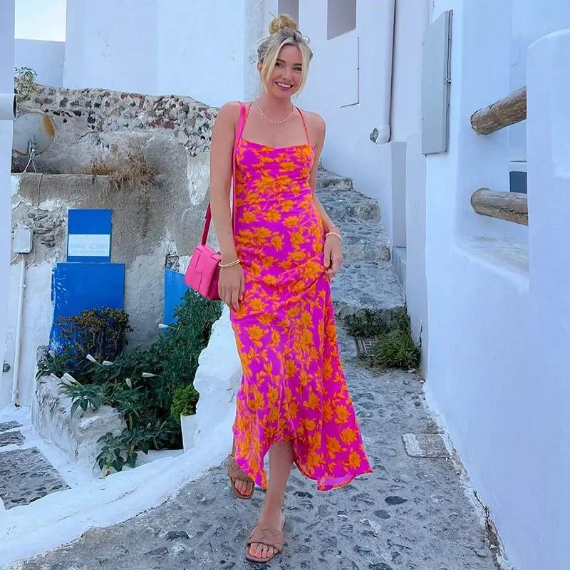 Thumbnail: Summer Printed Sleeveless Slim Fit Casual Maxi Dress for Women