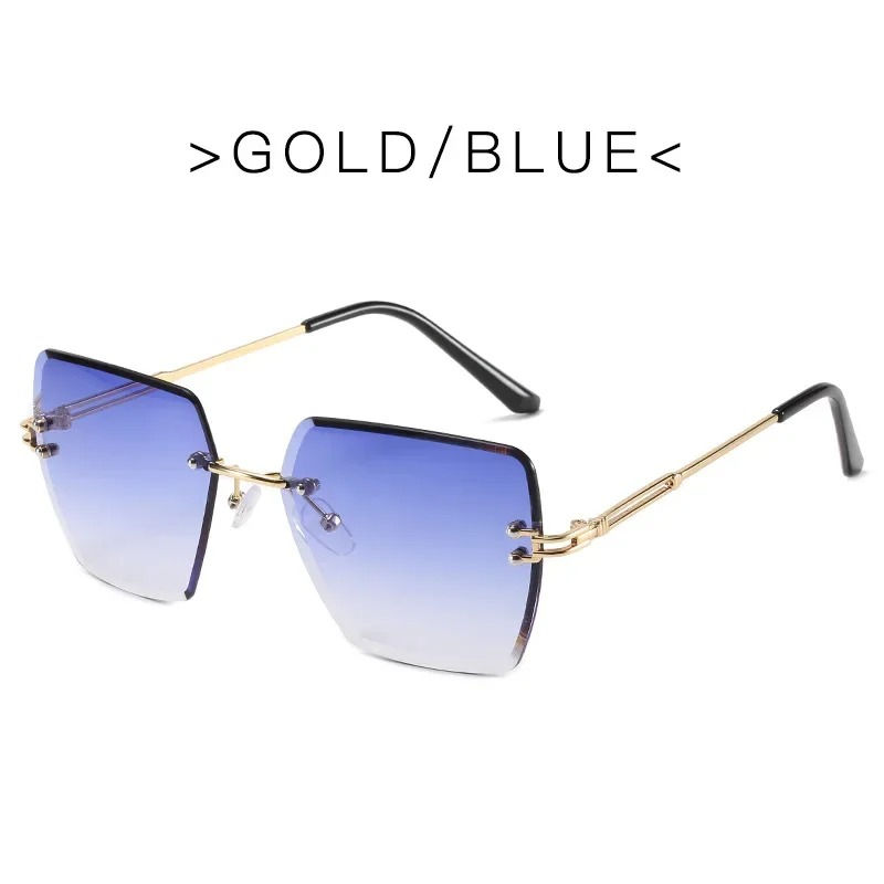 Thumbnail: Vintage Rimless Square Metal Sunglasses UV400 Gradient Lens Fashion Shades