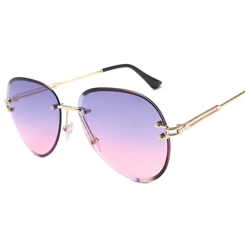 Quality Luxury Rimless Sunglasses – Aviation-Inspired Fashion Shades for Women