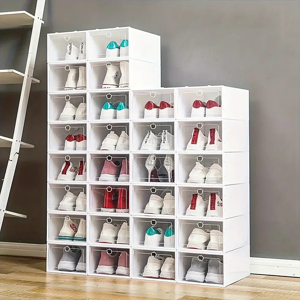 Thumbnail: Transparent Plastic Shoe Box With Flip Cover