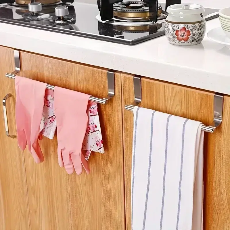 Thumbnail: Stainless Steel Towel Rack – No-Drill Door Hanging Bathroom & Kitchen Holder