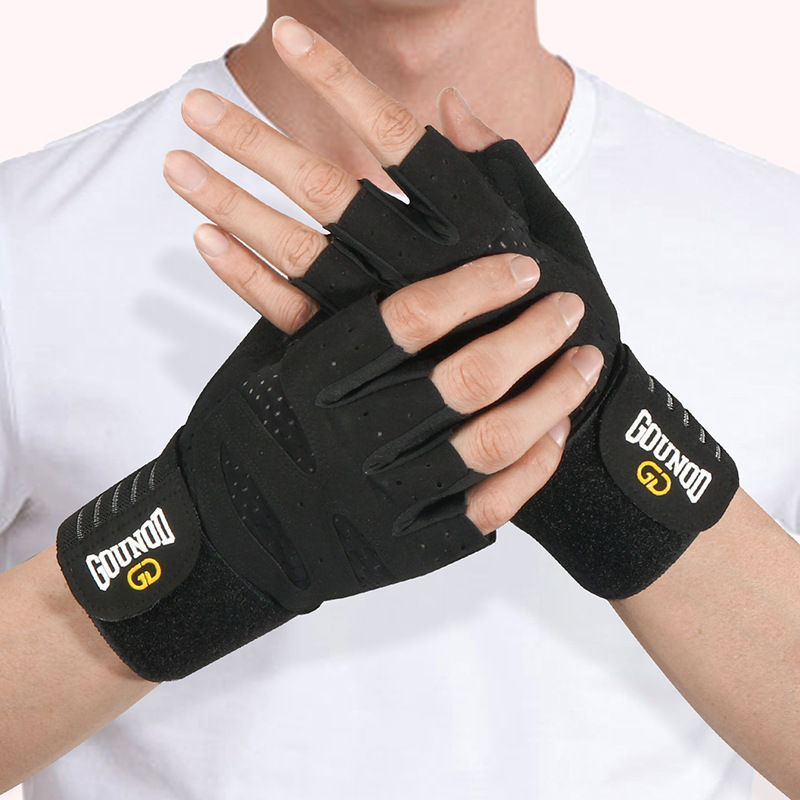 Thumbnail: GOUNOD Weightlifting Gloves with Wrist Support – Breathable Anti-Slip Gym Gloves