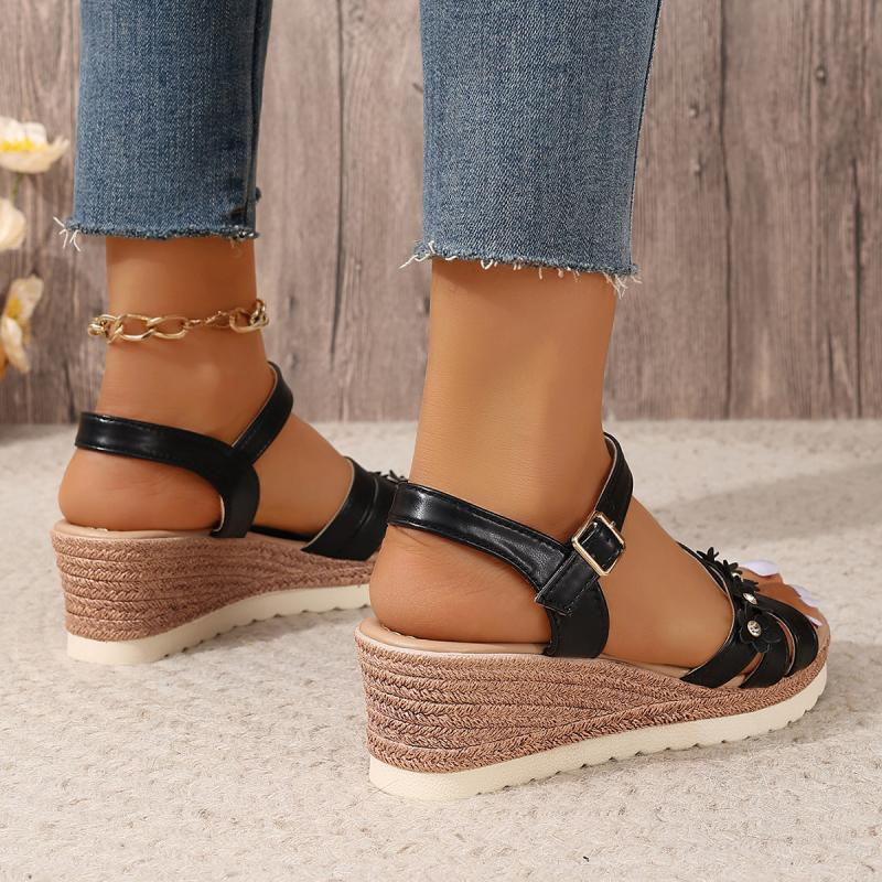 Thumbnail: Women’s Summer Wedge Sandals with Flower Decoration Lightweight Platform
