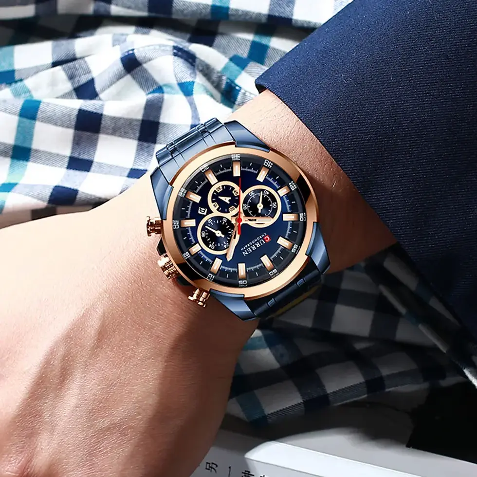 Thumbnail: Luxury Men's Business Chronograph Steel Band Sports Wrist Watch