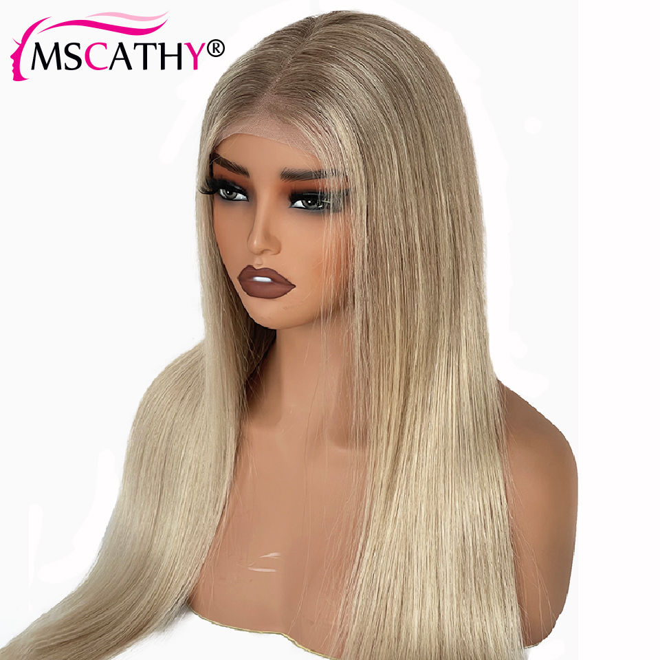 Ash Blonde Straight Wig – 13x6 Lace Brazilian Human Hair