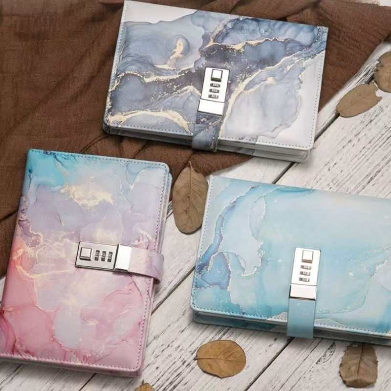 Thumbnail: A5 PU Leather Password Lock Journal Notebook for Students and Creative Writing