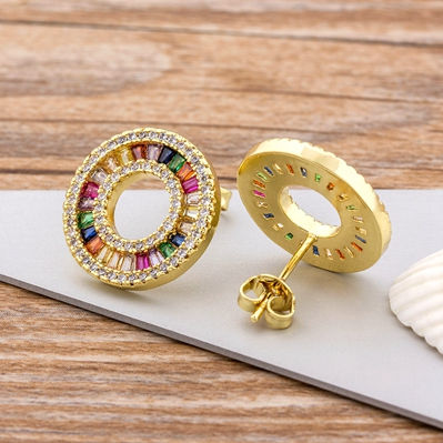 Thumbnail: Gold Butterfly Stud Earrings for Women – Cubic Zircon, Elegant Screw-Back Design