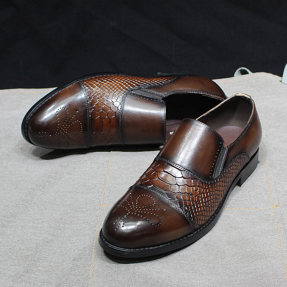Thumbnail: Mens Leather Loafers Crocodile Print Slip On Office Formal Dress Classic Shoes