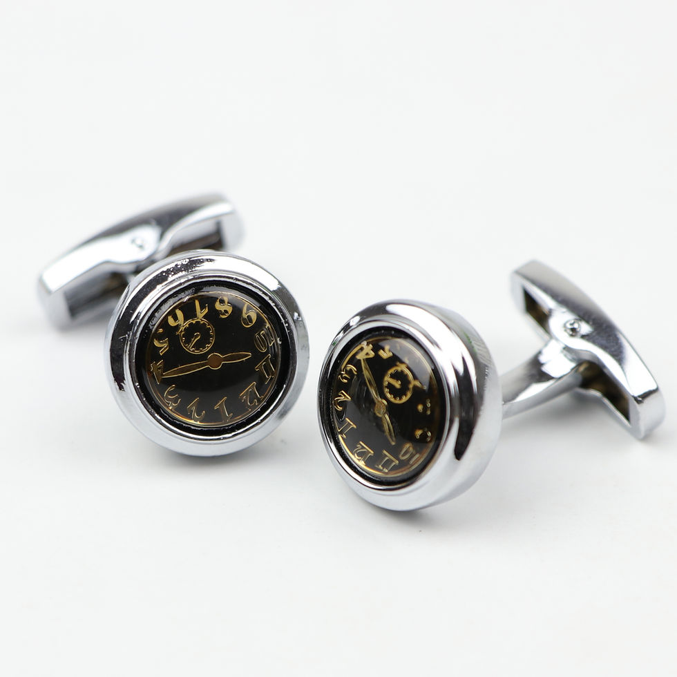 Thumbnail: Luxury Laser Engraved Silver Black Cuff Links Mens Formal Shirt Jewelry
