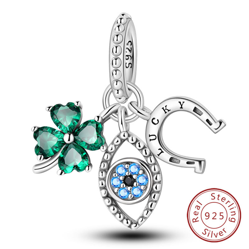 Thumbnail: Sterling Silver Love Heart Family Charm Bead Pendant for Bracelet Jewelry