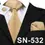 Thumbnail: Ivory White Solid Silk Necktie Set with Hanky & Cufflinks
