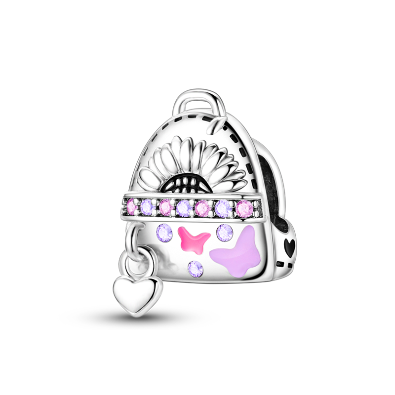 Thumbnail: Silver Travel Theme Pendant with Suitcase Camera and Bag Charms for Bracelets