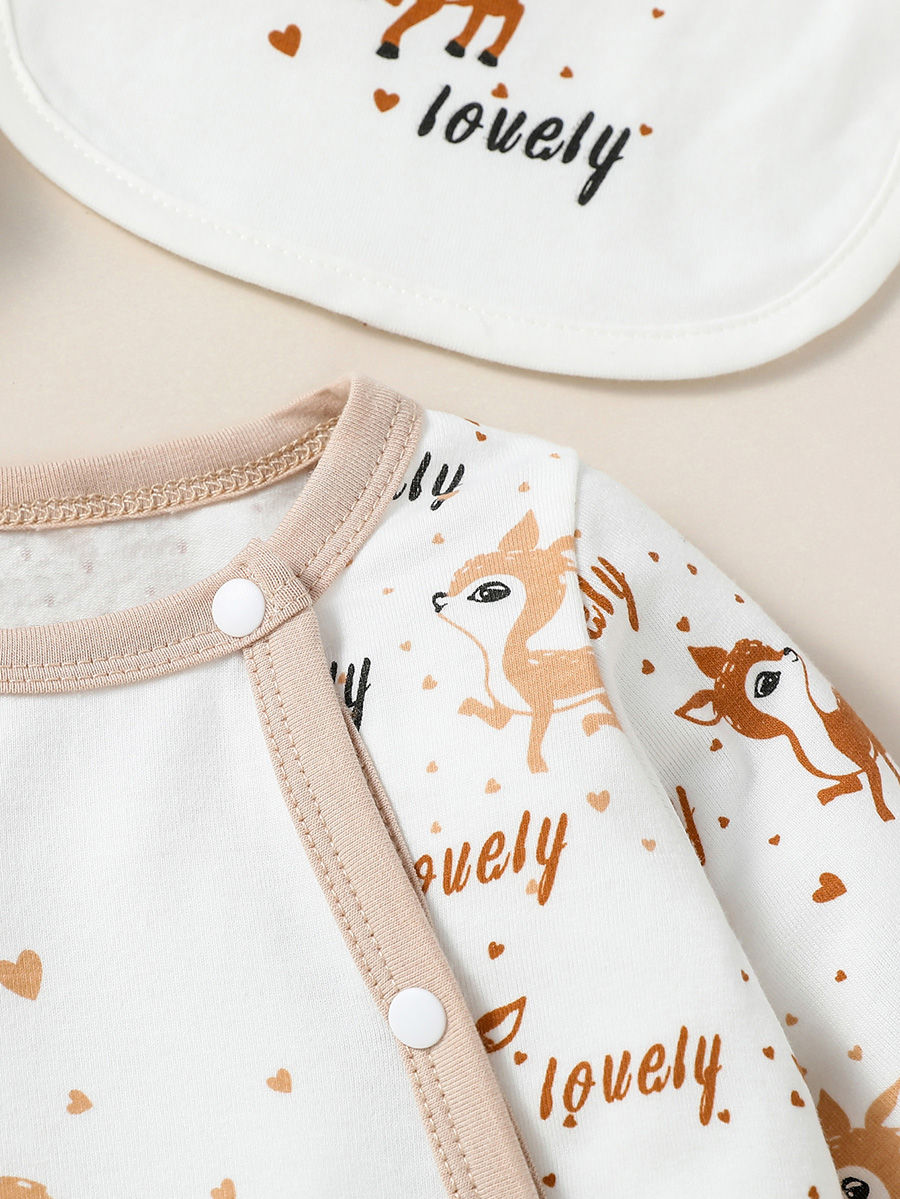Thumbnail: 4PCS Unisex Baby Animal Print Outfit – Long Sleeve Cotton Set