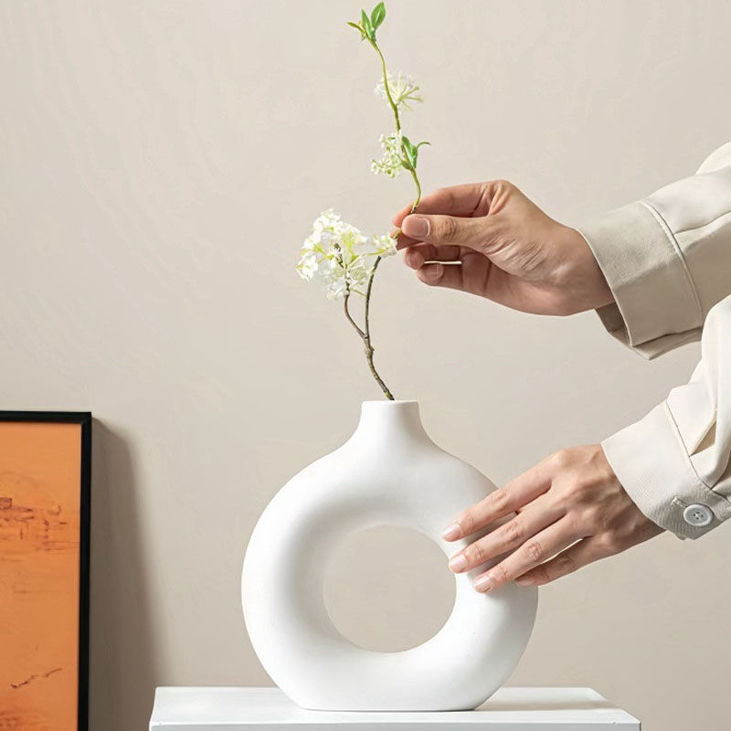 Thumbnail: Minimalist Plastic Simple Vase Donut Shape Single Flower Pot