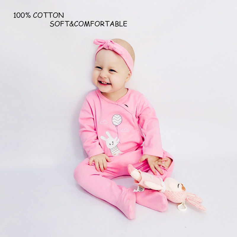 Thumbnail: Baby Girl Long Sleeve Pajama Jumpsuit – Cotton Sleepwear for 0–1Y